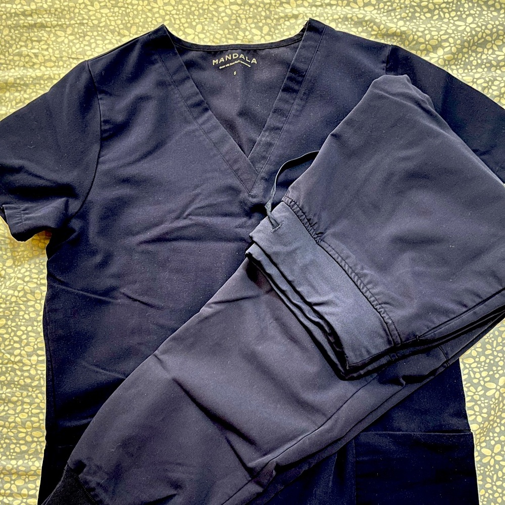Mandala Navy Blue Scrub Set